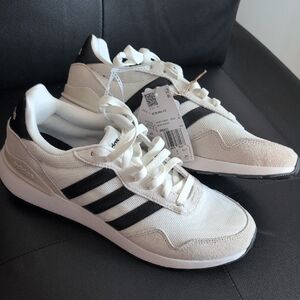 Adidas Cream and Black Athletic Shoes